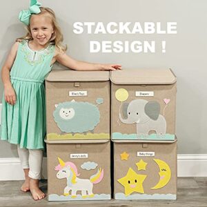 Curation Park Storage Cube Box || Collapsible Canvas Bin Chest with Flip-Top Lid and Name Label || Perfect Organizer