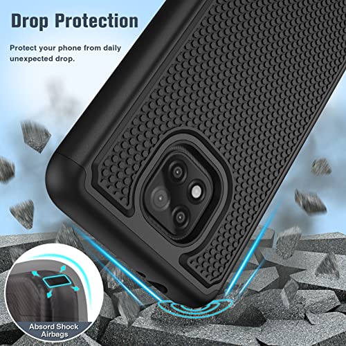 BNIUT for Motorola Moto G Power 2021 Case: Dual Layer Protective Heavy Duty Cell Phone Cover Shockproof Rugged with Non Slip Textured Back - Military Protection Bumper Tough - 6.6inch (Matte Black)