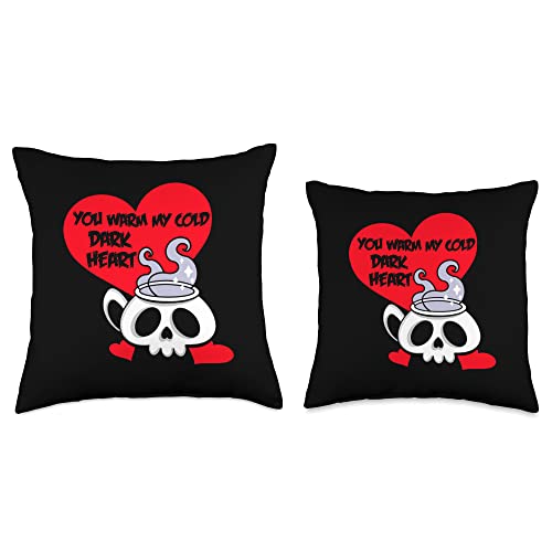 Kawaii Kreeps Gothic Valentine's Day Coffee Skull Emo Goth Horror Funny Throw Pillow, 18x18, Multicolor