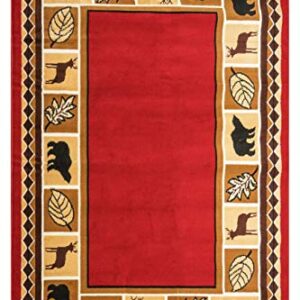 Furnish my Place 631 Red 7'8"x9'8" Wildlife Bear Rustic Moose Decor Lodge Cabin Area Rug, Elegant and Durable Mat, Red