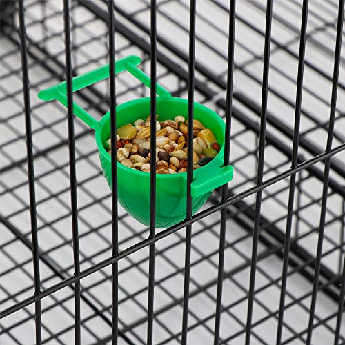 8 Pcs Mini Bird Parrot Food Bowl Feeder Plastic Pigeons Birds Cage Dish Convenient Hanging Container