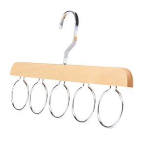 doitool multifunctional wooden scarf closet organizer hanger ties belts shawls holder rack with 5 loops clothes organizer holders for home