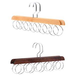 DOITOOL Multifunctional Wooden Scarf Closet Organizer Hanger Ties Belts Shawls Holder Rack with 5 Loops Clothes Organizer Holders for Home