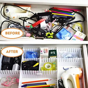 Bofoho Drawer Divider Adjustable Diy Storage Organizer Separator for Tidying Clutter Cutlery Makeup Clothes of Dresses, Desk & Box in Kitchen Bathroom Bedroom Office (Cut at Will) (White 16pcs)