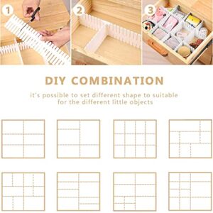 Bofoho Drawer Divider Adjustable Diy Storage Organizer Separator for Tidying Clutter Cutlery Makeup Clothes of Dresses, Desk & Box in Kitchen Bathroom Bedroom Office (Cut at Will) (White 16pcs)