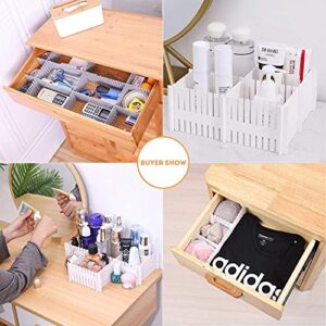 Bofoho Drawer Divider Adjustable Diy Storage Organizer Separator for Tidying Clutter Cutlery Makeup Clothes of Dresses, Desk & Box in Kitchen Bathroom Bedroom Office (Cut at Will) (White 16pcs)