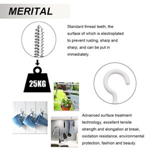 smseace 100pcs 1/2Inch White Ceiling Hooks Vinyl Coated Screw-in Hooks for Decorating Christmas Lights Hanger Hooks Outdoor Wire and Fairy LightsD-007-1/2