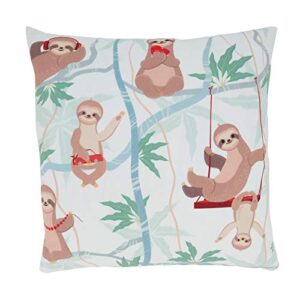 saro lifestyle avery quinn collection sloth throw pillow with poly filling, 16" x 16", multi