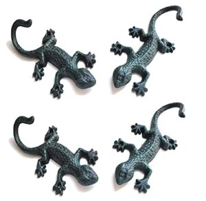 hwhp zone - wall hooks decorative cast iron animal gecko shape hooks wall mounted for home office foyer hallway pool garden garage indoor outdoor used, hand made, gifts.