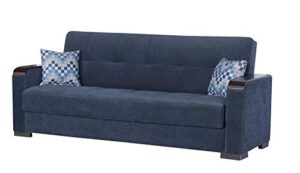 beyan zurich modern upholstered tufted sleeper sofa with storage, 89", blue