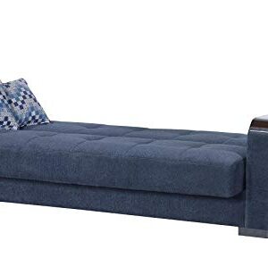 BEYAN Zurich Modern Upholstered Tufted Sleeper Sofa with Storage, 89", Blue