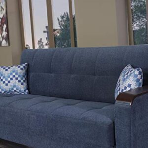 BEYAN Zurich Modern Upholstered Tufted Sleeper Sofa with Storage, 89", Blue