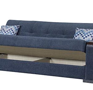 BEYAN Zurich Modern Upholstered Tufted Sleeper Sofa with Storage, 89", Blue