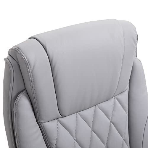 Vinsetto High Back 360° Swivel Ergonomic Home Office Chair with Flip Up Arms, Faux Leather Computer Desk Rocking Chair, Grey