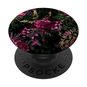 gothic floral dark peony rose flower popsockets swappable popgrip