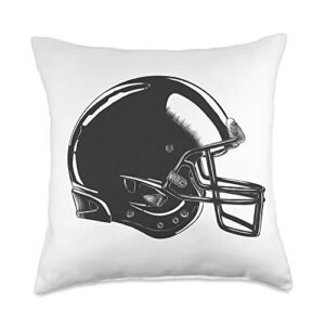 decorative cool football rugby sports home decor american football helmet hand drawn black white sports game throw pillow, 18x18, multicolor
