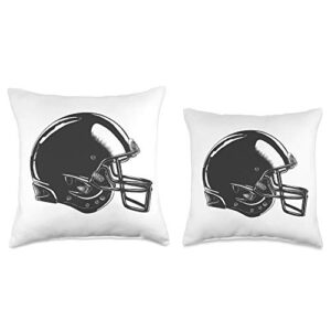 Decorative cool football rugby sports home decor American Football Helmet Hand Drawn Black White Sports Game Throw Pillow, 18x18, Multicolor