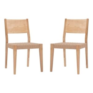 linon patty set of two wood 18" dining chairs in natural brown