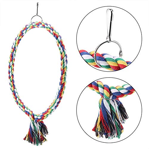 Bird Rope Swing, Cotton Bird Circle Ring Rope Perch Stand Swing Chewing Toy Birdcage Decoration Accessory for African Grey Budgie Parakeet Cockatiel Cockatoo(S)