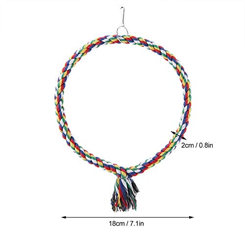 Bird Rope Swing, Cotton Bird Circle Ring Rope Perch Stand Swing Chewing Toy Birdcage Decoration Accessory for African Grey Budgie Parakeet Cockatiel Cockatoo(S)