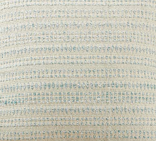 SARO LIFESTYLE Celeste Collection Woven Line Throw Pillow With Poly Filling, 16" x 24", Aqua