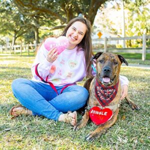 Valentines Day Dog Bandana - Set of 2 Reversible Triangle Bibs Plaid Pet Kerchief Scarf