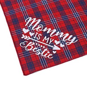 Valentines Day Dog Bandana - Set of 2 Reversible Triangle Bibs Plaid Pet Kerchief Scarf