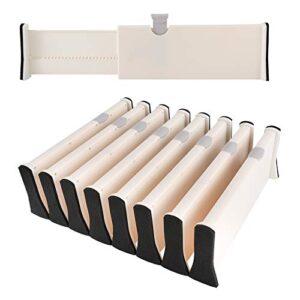 realplus 8 pack of plastic drawer dividers organizer separators adjustable from 11-17 inches for bedroom,closet,baby drawer,dresser,office,kitchen storage