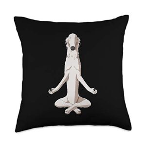 borzoi gifts yoga dog borzoi throw pillow, 18x18, multicolor