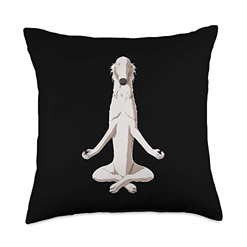 Borzoi Gifts Yoga Dog Borzoi Throw Pillow, 18x18, Multicolor