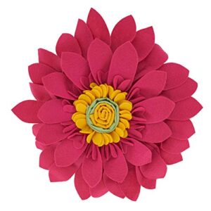 saro lifestyle fleur de jardin collection felt flower throw pillow with poly filling, 13" x 13", fuchsia