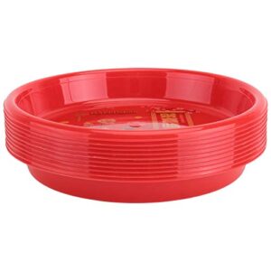 cabilock 10pcs red round plastic trays plastic serving tray serving platters food tray decorative serving trays wedding platter party trays candy fruit platters 21cm