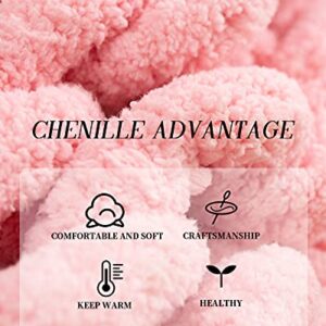 SPAOMY Chunky Knit Blanket Chenille Handmade Throw Blanket Cozy Warm Blanket for Bed Couch Home Decor(60x60 in,Pink)