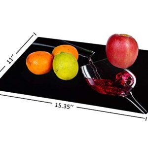 Tempered Glass Cutting Board Red wine Tableware Kitchen Decorative Cutting Board with Non-slip Legs, Serving Board, Large Size, 15" x 11"