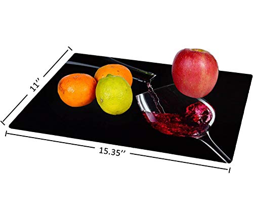 Tempered Glass Cutting Board Red wine Tableware Kitchen Decorative Cutting Board with Non-slip Legs, Serving Board, Large Size, 15" x 11"