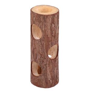 oumefar pet chew toy natural wooden forest hollow tree trunk tunnel tube toy hamster tunnel wood hideout for small animals hamsters mice rats(big)