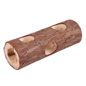 Oumefar Pet Chew Toy Natural Wooden Forest Hollow Tree Trunk Tunnel Tube Toy Hamster Tunnel Wood Hideout for Small Animals Hamsters Mice Rats(Big)