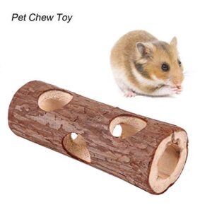 Oumefar Pet Chew Toy Natural Wooden Forest Hollow Tree Trunk Tunnel Tube Toy Hamster Tunnel Wood Hideout for Small Animals Hamsters Mice Rats(Big)