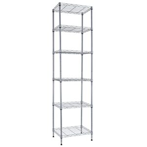 regiller 6 wire shelving steel storage rack adjustable unit shelves for laundry bathroom kitchen pantry closet (silver, 16.8l x 11.7w x 63h)