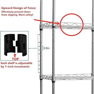 REGILLER 6 Wire Shelving Steel Storage Rack Adjustable Unit Shelves for Laundry Bathroom Kitchen Pantry Closet (Silver, 16.8L x 11.7W x 63H)