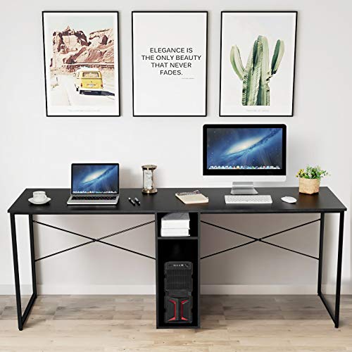 Tangkula 2 Person Computer Desk, 79 Inch Double Workstation Desk with Storage Cubes and Adjustable Foot Pads, Extra Large & Sturdy Writing Table for Home and Office (Black)