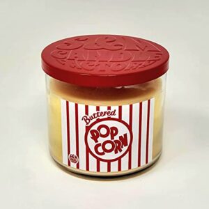 Buttered Popcorn Candle ~ by S&M Candle Factory~ Premium 100% All Natural Soy Candle ~ Movie Night Candle ~ Highly Scented (Large 3 Wick)