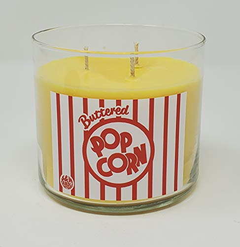 Buttered Popcorn Candle ~ by S&M Candle Factory~ Premium 100% All Natural Soy Candle ~ Movie Night Candle ~ Highly Scented (Large 3 Wick)