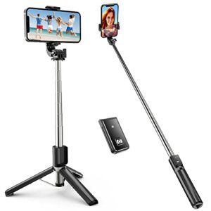 atumtek 40" selfie stick tripod, extendable bluetooth selfie stick with wireless remote for iphone 13/12/12 pro/11/11 pro/xs/xr/x/8/7 plus, samsung, google, lg, sony, huawei smartphones, black