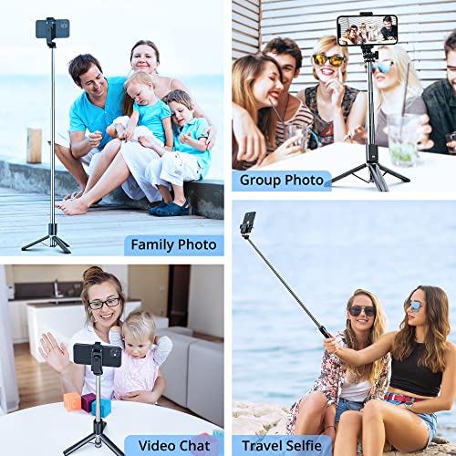 ATUMTEK 40" Selfie Stick Tripod, Extendable Bluetooth Selfie Stick with Wireless Remote for iPhone 13/12/12 Pro/11/11 Pro/XS/XR/X/8/7 Plus, Samsung, Google, LG, Sony, Huawei Smartphones, Black