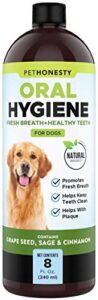 pethonesty oral hygiene dental water additive | dog mouthwash + teeth cleaning | keeps teeth + gums clean | freshens breath + targets plaque + tartar - 8 oz