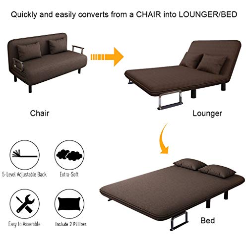 MINIKID 【US Fast Shipment】 Convertible Sofa Bed Folding Sleeper Sofa, 4-in-1 Multi-Function Sofa Bed, Ottoman Sleeper, Convertible Chair Bed for Living Room/Bedroom/Small Apartment (Coffee)