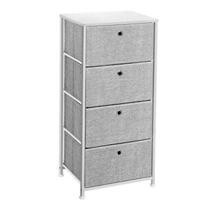 SONGMICS 3-Tier Closet Drawer, 31.5 x 11.8 x 24.8 Inches, Light Gray and White ULTS23W & 4-Tier Dresser Units Storage Cabinet with 4 Easy Pull Fabric Drawers, 17.7", Light Gray