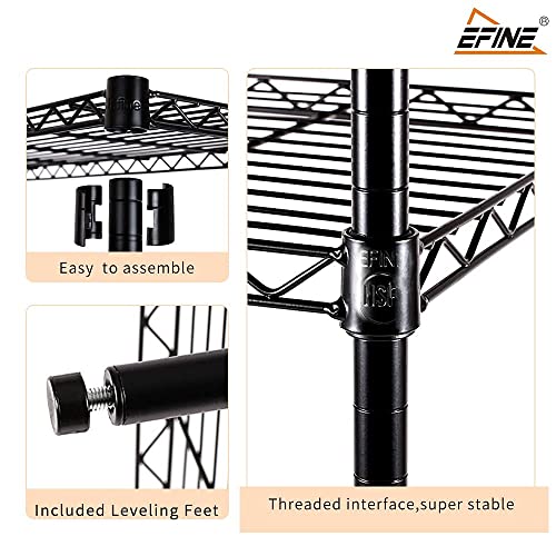 EFINE 4-Shelf Shelving Unit with Shelf Liners Set of 4, Adjustable, Metal Wire Shelves, 150lbs Loading Capacity Per Shelf, Shelving Units and Storage for Kitchen and Garage (30W x 14D x 47H) Black