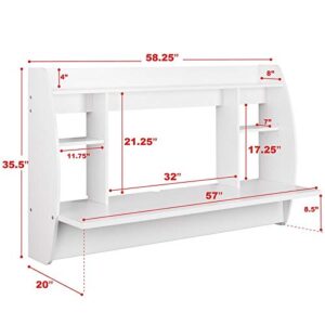 Wide Floating Desk, White